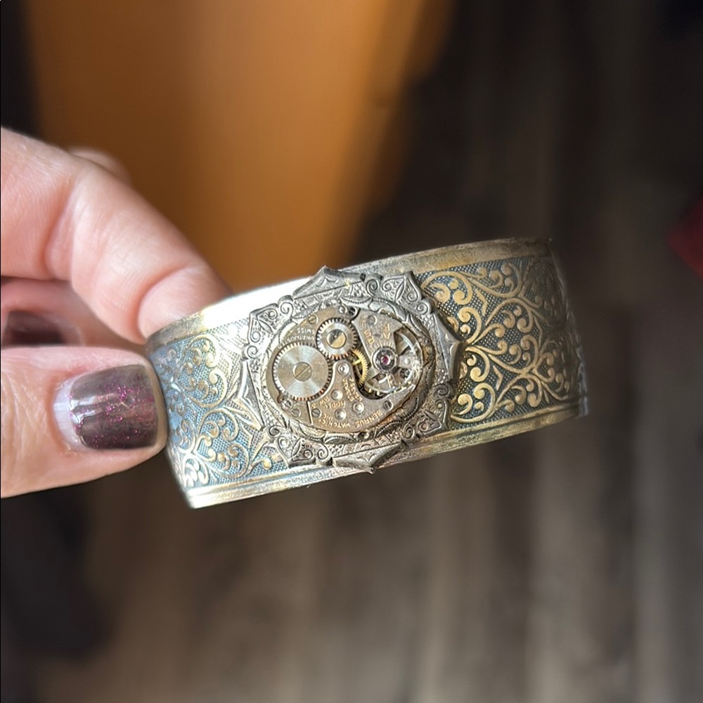 Steampunk Silver Cuff Bracelet